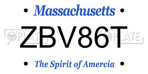 ZBV86T Massachusetts License Plate