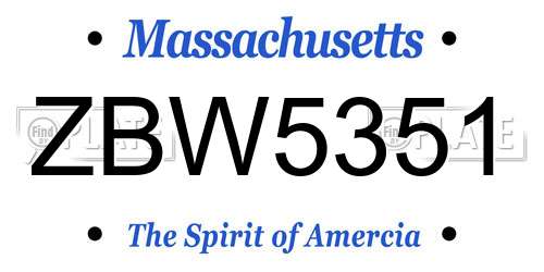 ZBW5351 Massachusetts License Plate