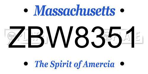 ZBW8351 Massachusetts License Plate