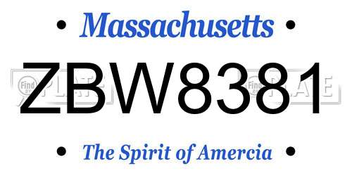 ZBW8381 Massachusetts License Plate