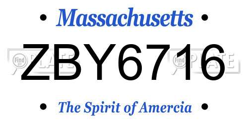 ZBY6716 Massachusetts License Plate