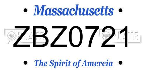 ZBZ0721 Massachusetts License Plate