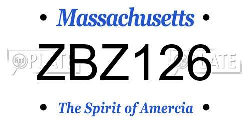 ZBZ126 Massachusetts License Plate