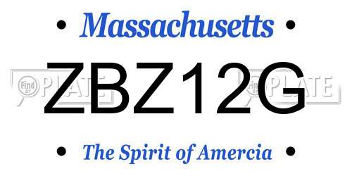 ZBZ12G Massachusetts License Plate