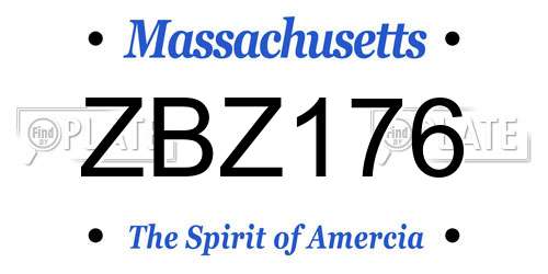 ZBZ176 Massachusetts License Plate