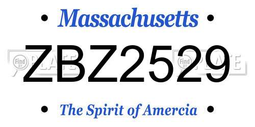 ZBZ2529 Massachusetts License Plate