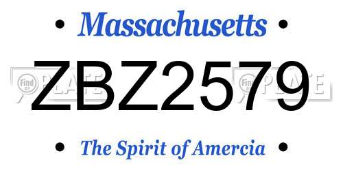 ZBZ2579 Massachusetts License Plate