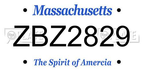 ZBZ2829 Massachusetts License Plate