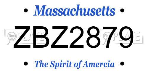 ZBZ2879 Massachusetts License Plate