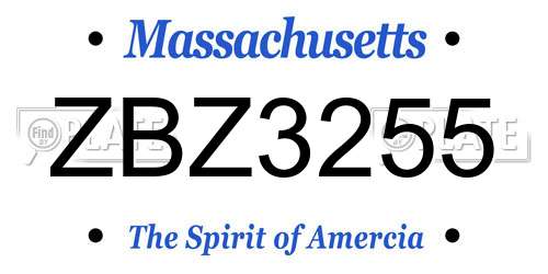 ZBZ3255 Massachusetts License Plate
