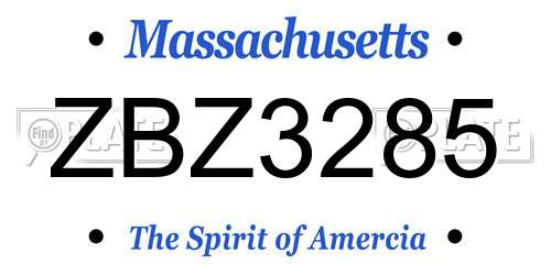 ZBZ3285 Massachusetts License Plate