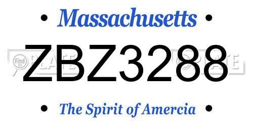 ZBZ3288 Massachusetts License Plate