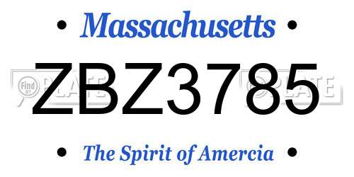 ZBZ3785 Massachusetts License Plate