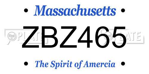 ZBZ465 Massachusetts License Plate