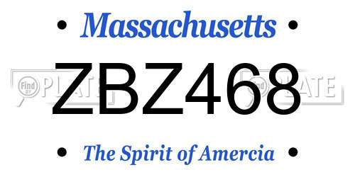 ZBZ468 Massachusetts License Plate
