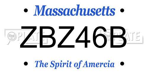 ZBZ46B Massachusetts License Plate