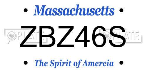 ZBZ46S Massachusetts License Plate