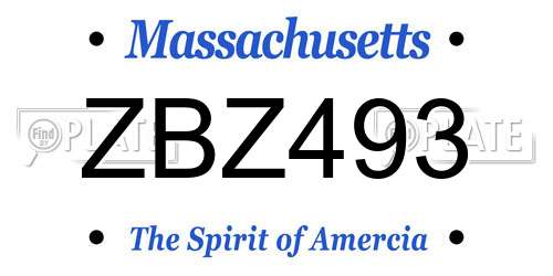 ZBZ493 Massachusetts License Plate