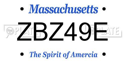 ZBZ49E Massachusetts License Plate