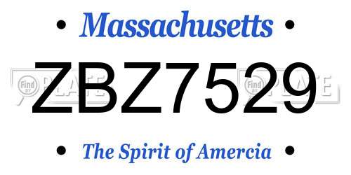 ZBZ7529 Massachusetts License Plate