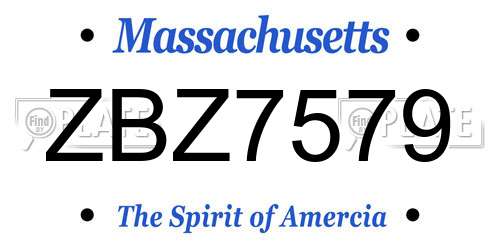 ZBZ7579 Massachusetts License Plate