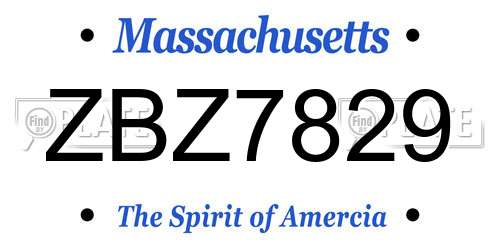 ZBZ7829 Massachusetts License Plate