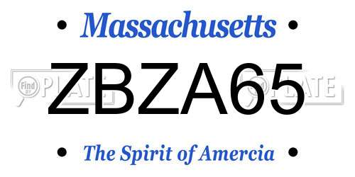 ZBZA65 Massachusetts License Plate