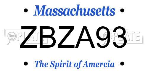 ZBZA93 Massachusetts License Plate
