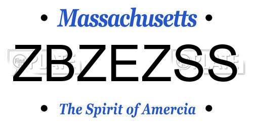 ZBZEZSS Massachusetts License Plate