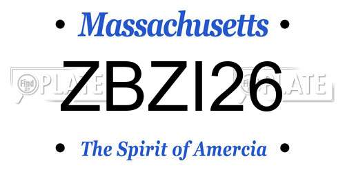ZBZI26 Massachusetts License Plate