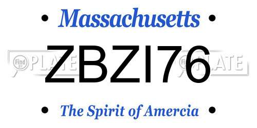 ZBZI76 Massachusetts License Plate