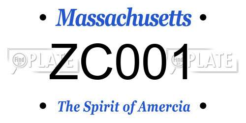 ZC001 Massachusetts License Plate
