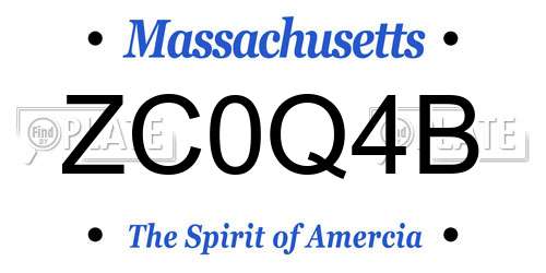 ZC0Q4B Massachusetts License Plate