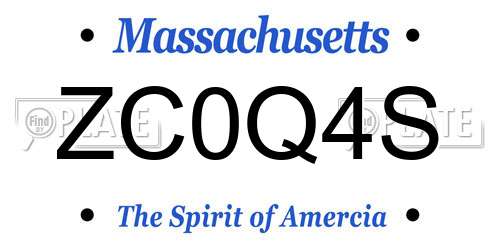 ZC0Q4S Massachusetts License Plate