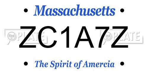 ZC1A7Z Massachusetts License Plate