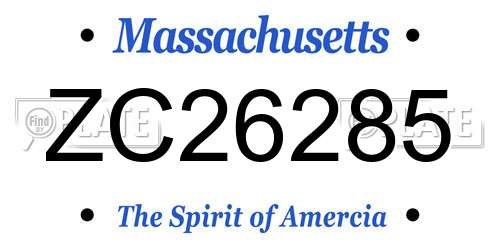 ZC26285 Massachusetts License Plate