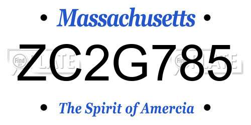 ZC2G785 Massachusetts License Plate
