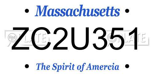 ZC2U351 Massachusetts License Plate