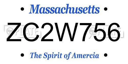 ZC2W756 Massachusetts License Plate