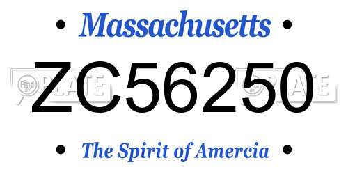 ZC56250 Massachusetts License Plate