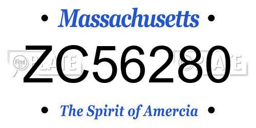 ZC56280 Massachusetts License Plate