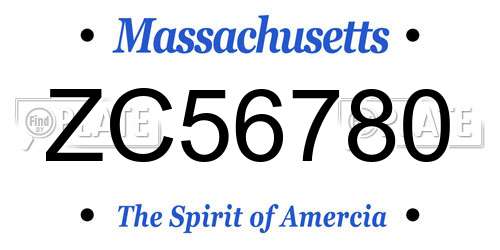 ZC56780 Massachusetts License Plate