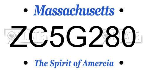 ZC5G280 Massachusetts License Plate