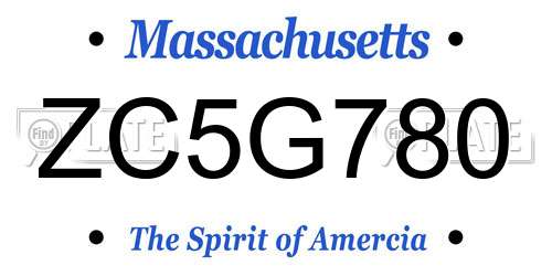 ZC5G780 Massachusetts License Plate