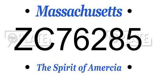 ZC76285 Massachusetts License Plate