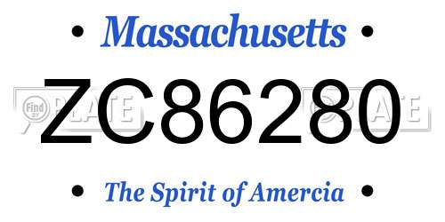 ZC86280 Massachusetts License Plate