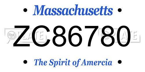 ZC86780 Massachusetts License Plate