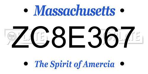 ZC8E367 Massachusetts License Plate