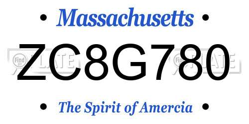 ZC8G780 Massachusetts License Plate