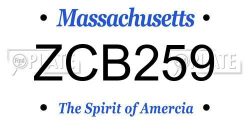 ZCB259 Massachusetts License Plate
